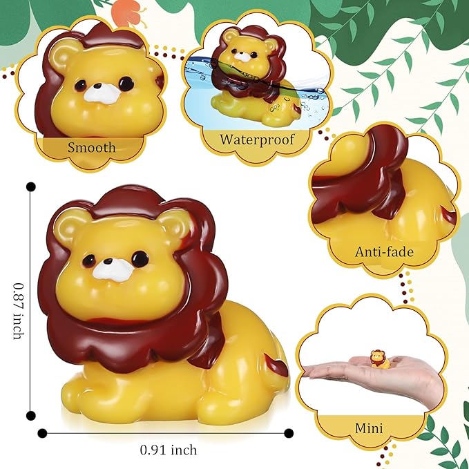 50 Pcs Mini Resin Lion Miniature Lion Figurines Bulk Adorable Garden Accessories for Micro Landscape Ornaments Home Decor Bookcase Living Room Scenes Kit