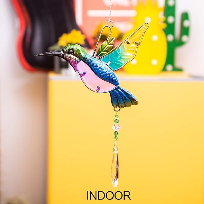 WEISIPU Crystal Suncatchers for Windows - Hummingbird Crystal Ball Prisms Hanging Crystals Ornament for Home Garden Office Wedding Christmas Decoration-Hummingbird