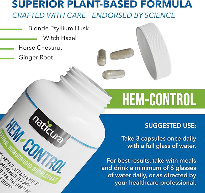 Hem-Control - Fast Effective Hemorrhoid Treatment 180 Vegan