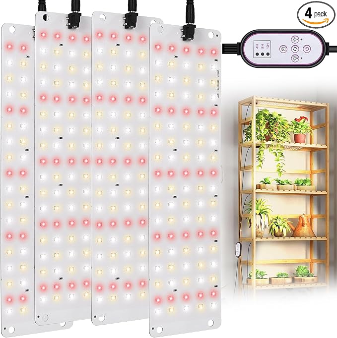 TONYFUL LED Grow Lights, 360 LEDs Plant Lights for Indoor Growing, 36W Premium Full Spectrum Grow Light with 4/8/12H Timer, 10 Dimmable Levels - Ideal for Indoor Growing (4Pcs)