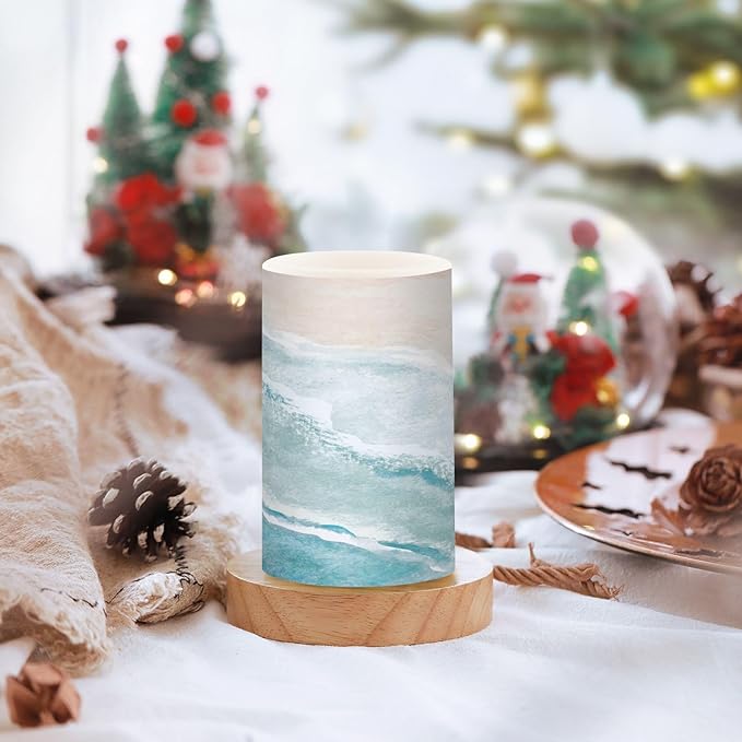 Flickering Flameless Candles, Bohemian Beach LED Candles with Remote Timer, Set of 2 Battery Operated Candle for Valentine Wedding Birthday