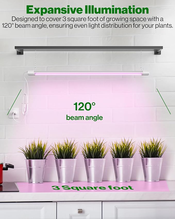 Sunco 3ft Grow Light LED, 30W, Full Spectrum, for Seed Starting, Seedling, Indoor Plants, Plug in Suspended Fixture, Link Up to 5, Inline Switch, UL/ETL 2 Pack