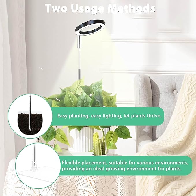 yadoker Plant Grow Light, LED Growing Light Full Spectrum for Indoor Plants,Height Adjustable, Automatic Timer, 5V Low Safe Voltage,Idea for Small Plant Ligh