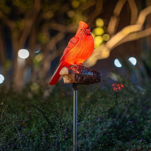 Birdsong Cardinal Gifts Garden Decor Statues Red Bird Outdoor Decorative Figurine Solar Lights Outside Yard Lawn Patio Porch Flower Bed Christmas Decorations Memorial Gift for Grave (Red Cardinal)