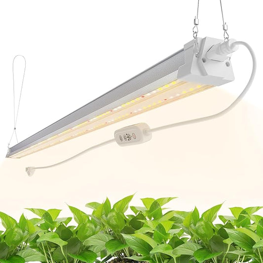 FREELICHT 1 Pack 4FT LED Grow Light with Timer, 40W (250W Equivalent), Full Spectrum Grow Lights for Indoor Plants with 9/12/15H Timer, Linkable Plant Growing Lamp for Hydroponic Plants Seeding Veg