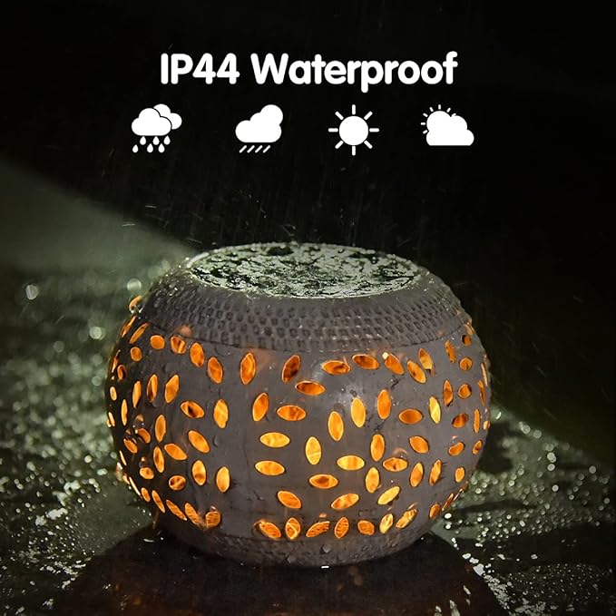 Solar Table Lantern Outdoor Waterproof- Dancing Flickering Flame Solar Powered LED Light,White Metal Desktop Decorative Lamp Auto On/Off Lighting Dusk to Dawn for Desk Patio Garden Pathway Yard