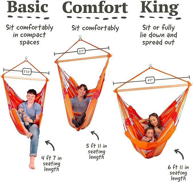 LA SIESTA® - Medium Basic Domingo Hammock Swing Chair & CasaMount - Weather & Tear Resistant Hanging Chair - Outdoor Indoor Hammock Chair w/Suspension Kit for Walls Ceilings Square Beams - Toucan