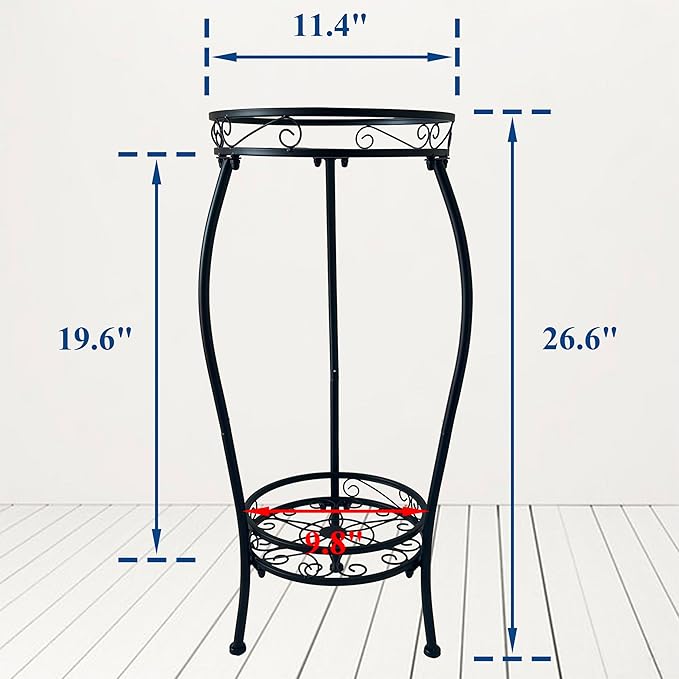CASIMR 2 Tier Plant Stand Indoor Outdoor, 26.6" Tall Metal Potted Holder Rack Multiple Flower Pot Stand Heavy Duty Plant Shelf Rustproof Iron Plant Round Supports Rack