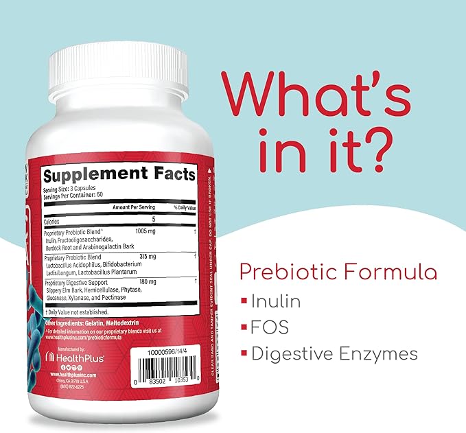 Health Plus Prebiotic Formula (180 Capsules, 60 Servings)