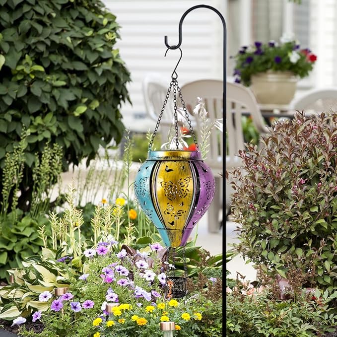 Solar Hot Air Balloon Lantern Outdoor Waterproof, Hanging Solar Lantern Outdoor Butterfly Decorations for Garden Yard Patio Lawn, Butterfly Lights Gifts for Women Grandma Nana