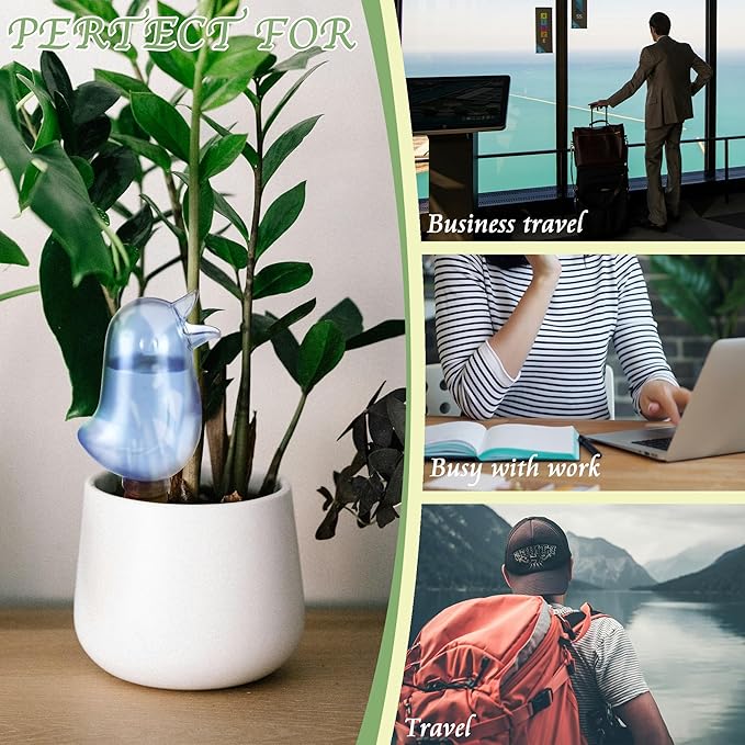 4 Pack Self Watering Spikes, Indoor Plant Watering Globes, Bird Shape Automatic Irrigation Spikes,Plant Watering Devices（Blue）