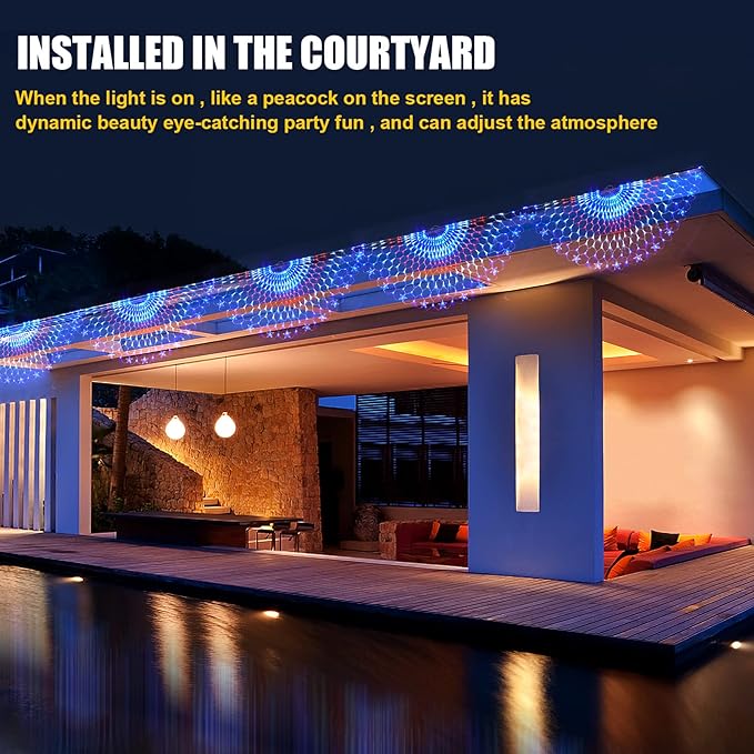 Family Patriotic American Flag String Lights - 250 LED Half Fan Shaped Outdoor Waterproof Lights, 4th of July Decorations, Independence Day, Memorial Day, USA 2pcs