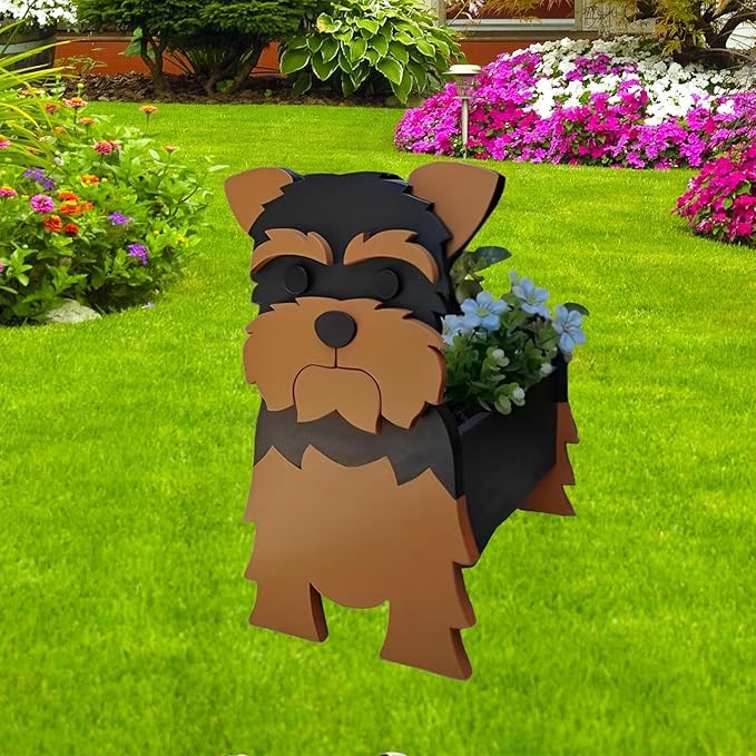 Yorkshire Dog Planter Plant Pots,Cute Garden Dog Flower Planter,Dog Planters Birthday Gifts for Women,Office,Indoor/Outdoor Decor(9.45 * 7.76 * 12.13in)