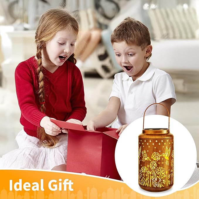 ODEETRONIC Hummingbird Solar Lantern Lights - Outdoor Waterproof Hanging Lanterns, Solar Garden Lights Birthday Gifts for Women Mom Grandma, Metal Hummingbird LED Lanterns for Garden Yard Patio Decor