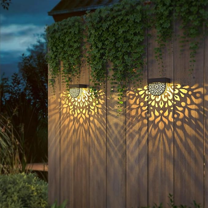 Solar Fence Lights 6 Pack Solar Deck Lights Outdoor Waterproof LED Solar Powered Step Wall Lights Outdoor Decorations Decorative for Front Door