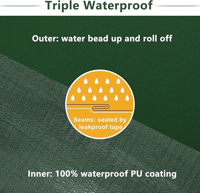 Favoyard Patio Chair Cushions 22 x 22 x 3 Inch Waterproof Outdoor Seat Cushions for Patio Furniture 3-Year Color Fastness Garden Sofa Couch Chair Pads with Handle & Adjustable Straps Set of 2, Green