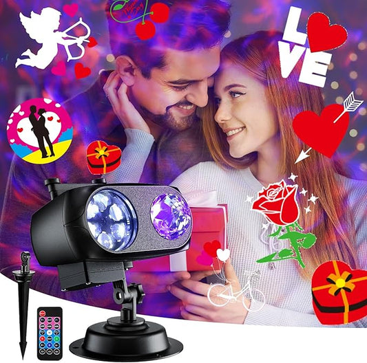 Brighter Valentine Decorations Projector Lights for Home, FLITI 2024 Upgraded Holiday Projector Display 8 Patterns at A Time (3D Ocean Wave & Patterns), Weather Proof Remote Valentine Decor Light Show