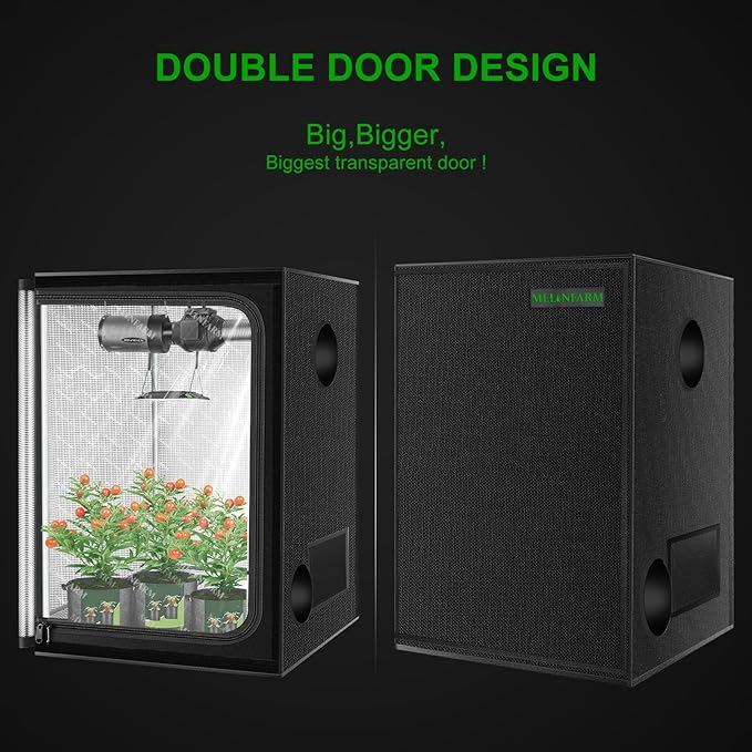 MELONFARM 2x2 Grow Tent, 24"x24"x32" Grow Tent, Double Transparent Viewing Door Indoor Grow Tent, Growing Tent with High Reflective Mylar & Floor Tray, Plant Tent for Indoor Hydroponics Growing