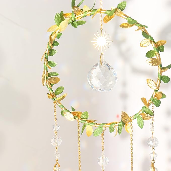 Suncatcher - Hanging Crystals Sun Catchers with Healing Amethyst for Windows, Glass Prisms Rainbow Maker, Home Decor, Blessed Gift Ideas