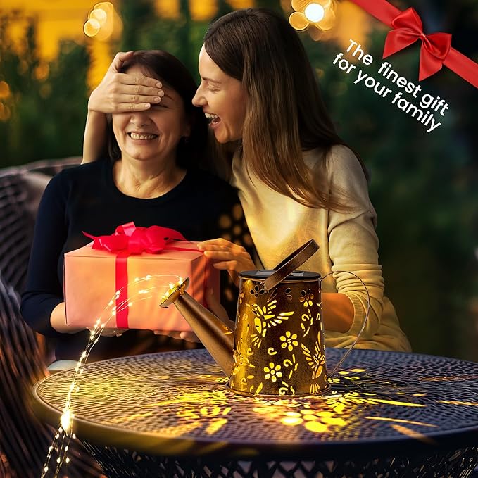 Solar Lights Outdoor Garden Decor, Solar Lanterns Watering Can Lights Gardening Gifts for Mom Women Grandma Birthday, Hanging Lights Outdoor Decoration for Yard Porch Patio Backyard
