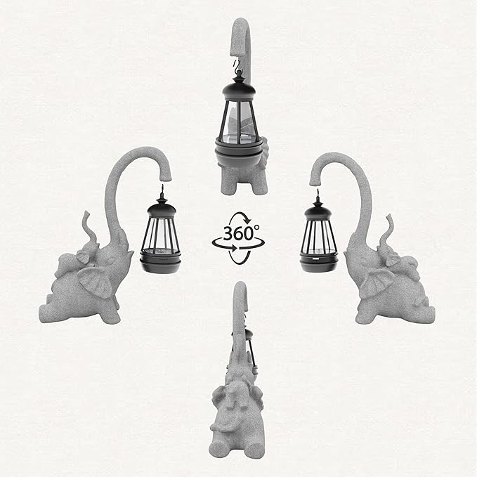 Solar Garden Statue 10 Inch Elephant Decor for Outside Yard Decoration Outdoor Unique Housewarming Gardening Birthday Gifts for Women Grandma