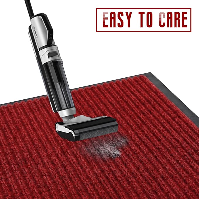 Rubber Door Mat About W3' ×L16' Heavy Duty Large Outdoor Indoor Mat Durable Entrance Doormat Waterproof Rubber Back Rugs for Home Entryway Patio Porch Office Business Areas (Wine Red)