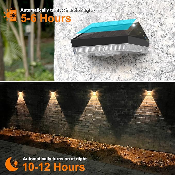 Ellasay Solar Fence Lights Outdoor: 10 Lighting Modes with RGB Solar Powered Deck Light - Waterproof IP65 - Led Lens Wall Decor for Garden Patio Backyard Porch 8 Pack