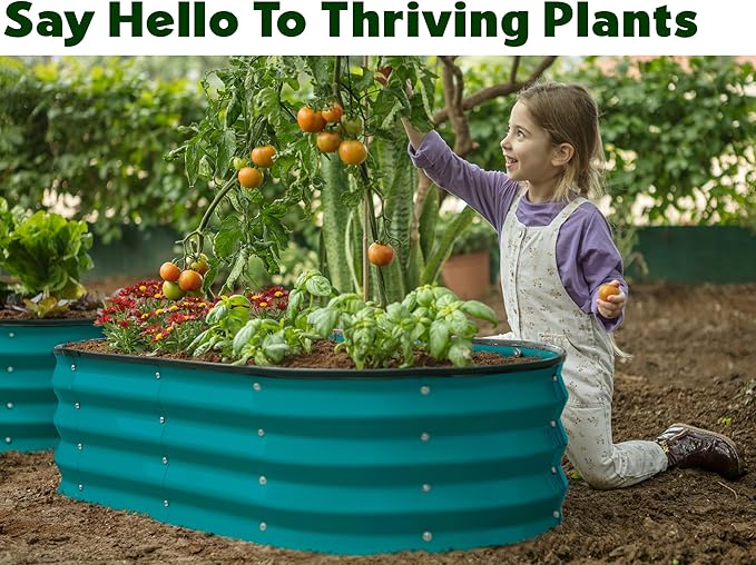 Galvanized Raised Garden Beds Outdoor // 4×2×1 ft (2-Pack) Planter Raised Beds for Gardening, Vegetables, Flowers (Turquoise) // Large Metal Garden Box
