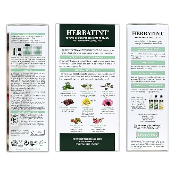 Herbatint Permanent Haircolor Gel, 8D Light 4 Fl