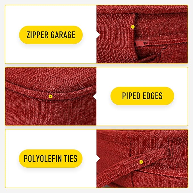 SUNROX Gel Memory Foam Chair Cushions, FadeShield Water-, Stain-Resistant Durable Reversible Seat Cushion Pads with Ties for Indoor/Outdoor Kitchen Dining Office 17"x16" Set of 6, Burgundy