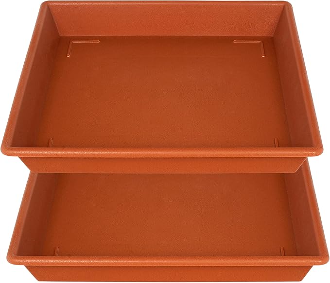 Square Plant Saucer 16 Inch 2 Pack, Plant Stand Plant Trays for Pots Heavy Duty Plastic Plant Saucers for Indoors Outdoors, Flower Pot No Holes Terracotta Plant Lover Gardening Gifts