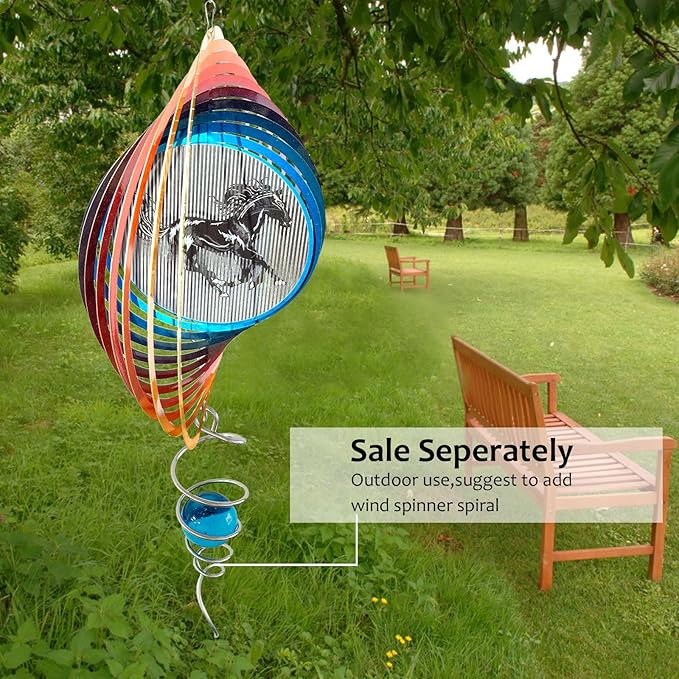 3D Animations Horse Wind Spinner for Yard and Garden,12Inch Wind Spinners Outdoor Horse Memorial Gift for Women Mom Grandma Wife,Garden Decor Metal Kinetic Yard Art Wind Sculpture