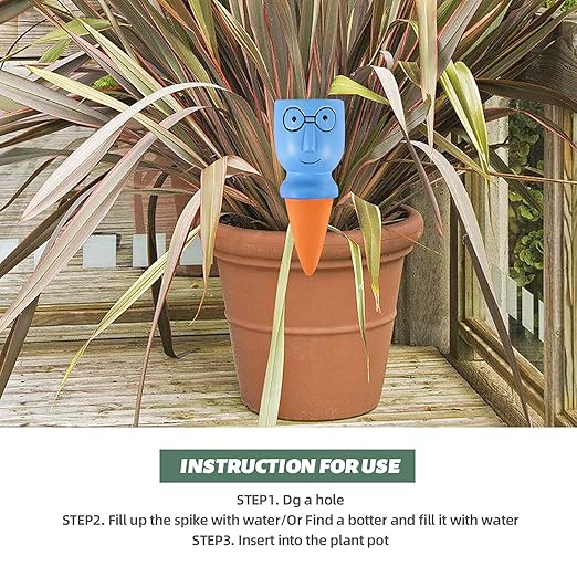8 Pack Terracotta Watering Spikes, Vacation Self-Watering Planters Devices - Continuous Moisture with Slow Release Watering System - Perfect for Indoor Outdoor Plants (Big head-2pc)
