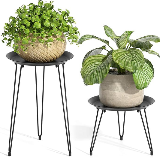 SUEH DESIGN Plant Stand Indoor, Metal Plant Stand Round Plant Table Heavy Duty Plant Stool Flower Pots for Indoor Outdoor Home Decor, 2 Pack Short & Tall