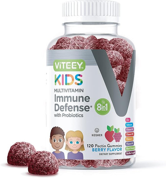 Kids Multivitamin Gummies with Probiotics 8-1 Kids D3, B12, B12, B6, B6, Zinc,