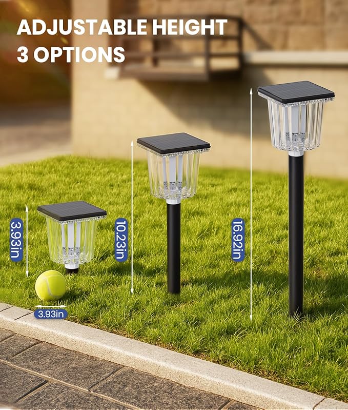 Super Bright Solar Pathway Lights Outdoor Powered,Adjustable Warm&Cool White,Waterproof IP65 Garden Decor Landscape Lighting Outside for Yard/Patio/Walkway/Driveway/Landscape (Obsidian Black, 6 Pack)