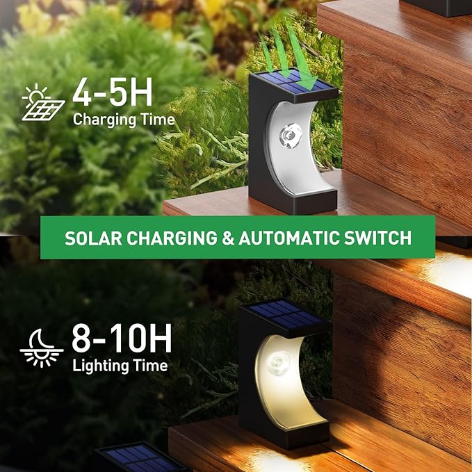 ZOOI Solar Step Lights for Outside, Step Lights Outdoor Waterproof, Outdoor Solar Stair Light for Yard, Garden Decor for Outside, Solar Garden Lights for Step, Stair, Patio, Porch, Deck Decor, 10PCS