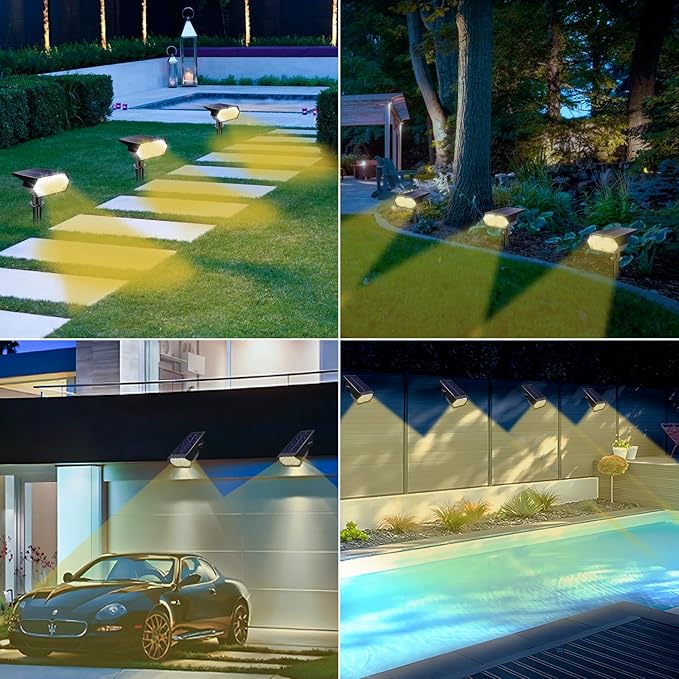 Solar Spot Light Outdoor, 49 LED Lights for Outside, 2 Modes Solar Powered Spotlights, Waterproof Pathway Light for Garden Yard Walkway Driveway Landscape Decorations (4 Pack-Warm White)