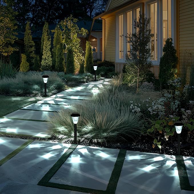 GIGALUMI Solar Outdoor Lights,Solar Lights Outdoor Waterproof 8 Pack,Cool White Pathway for Outside, Powered Garden Decoration for Pathway,Patio,Lawn,Yard
