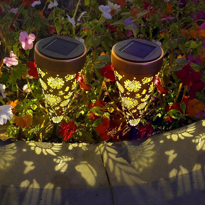4 Pack Sunflower Solar Pathway Lights - Outdoor Waterproof Garden Decor, Pathway Landscape Lights for Backyard Patio Path Yard Lawn Walkway