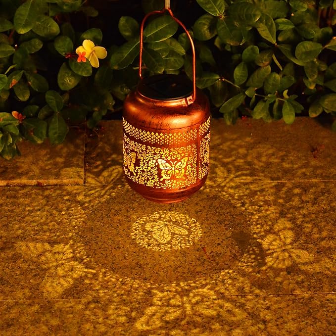 Outdoor Solar Lantern Decorative Waterproof Solar Lights for Yard, Patio, and Garden (Butterfly )