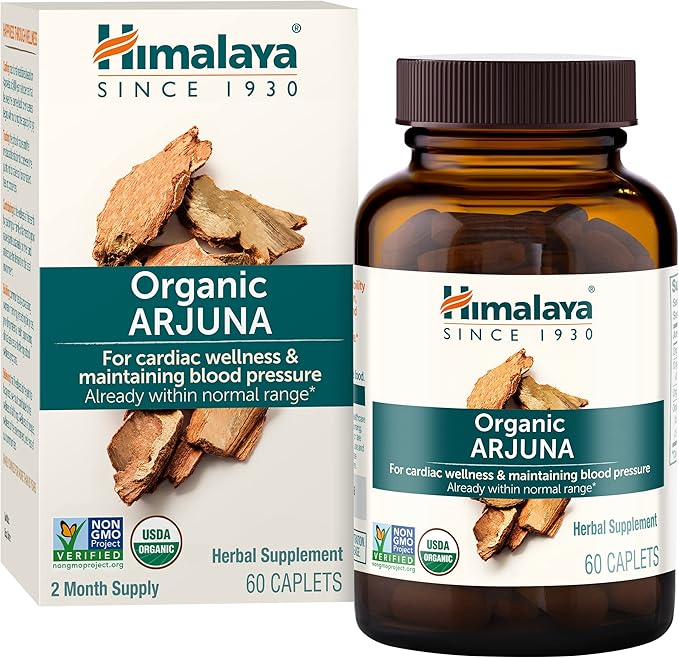 Himalaya Organic Arjuna Herbal Supplement, Cardiovascular 700 mg, 60 Plant-Based 60 Day