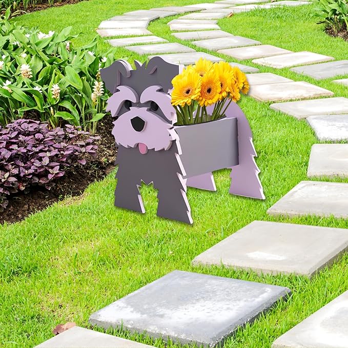 Gray Schnauzers Dog Planter Plant Pots,Cute Garden Dog Flower Planter,Large Dog Planters Birthday Gifts for Women,Office,Indoor/Outdoor Decor(9.84 * 10.24 * 15in)