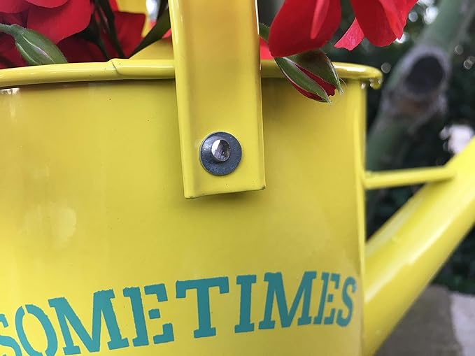 Small Indoor Watering Can - Gardening Gifts for Women -Sometimes I Wet My Plants- 1.6 L - Cute Watering Can for Gardeners - Yellow Galvanized Metal