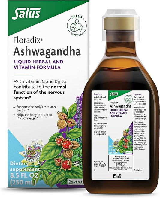 Floradix Ashwagandha Liquid Herbal & Vitamin Formula B12 & 8.5 fl