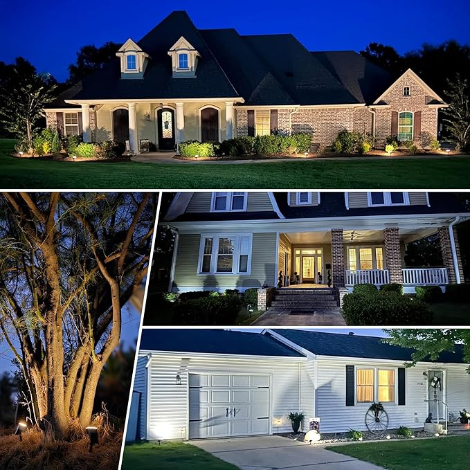 Solar spotlights Outdoor 63 LED 3 Lighting Modes, IP65 Waterproof Lighten Yard Garden House Garage Pathway for Christmas Decorations-6 Pack