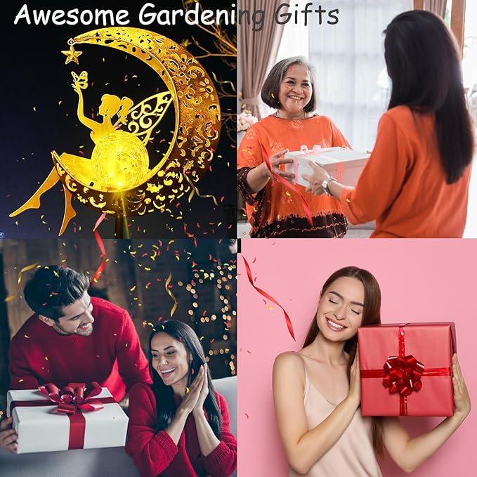 Solar Fairy Garden Decor for Outside,Solar Garden Lights Outdoor Decorative,Patio Fairy Garden Statues Decor,Yard Decor,Lawn Ornaments,Metal Yard Art,Unique Angel Gifts for Women,1PC