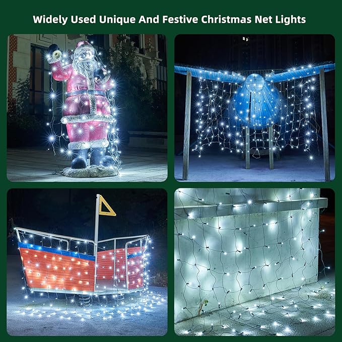Led Net Lights Christmas Lights Outdoor White Christmas Net Lighting with 121Led Mini Globe Lights 5ftx5ft, Outdoor Indoor Fairy Mesh Net Lights for Christmas Trees, Bushes, Shrubs Decorations