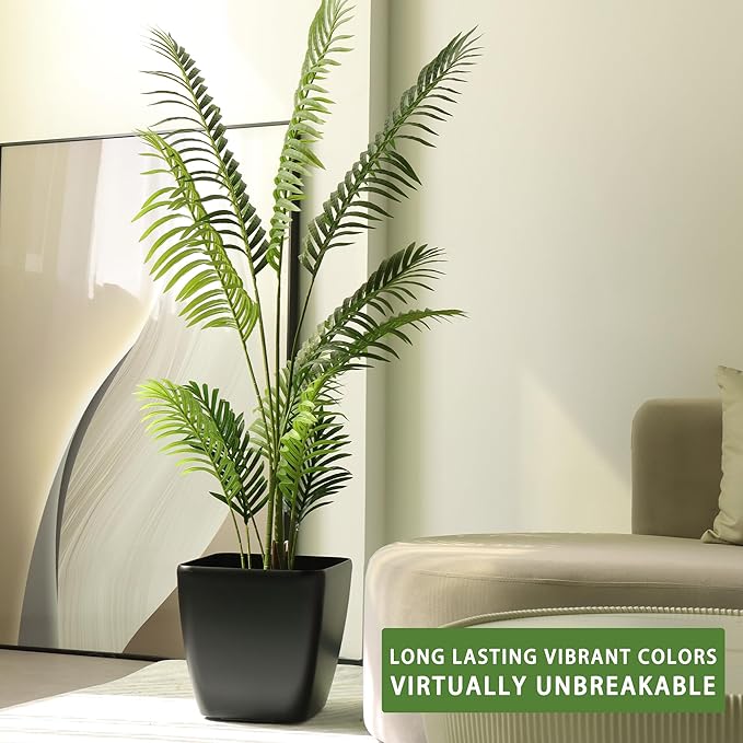 Dexceder 18x17 Self Watering Planter with Wheels Indoor Outdoor, Inner Mat Design, Thickened Large Floor Standing Flower Plant Pot with Water Level Indicator (Black Matte)