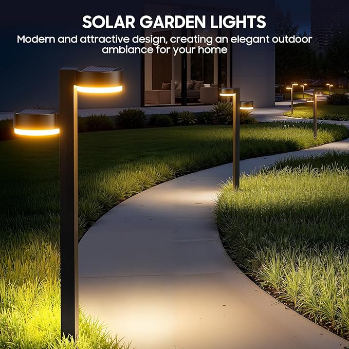Solar Pathway Lights Outdoor, 6 Pack Dual-Head Solar Lights Outdoor Waterproof Super Bright Up to 12Hrs, Auto On/Off Garden Light for Yard Patio Path Walkway Driveway Outside Decor